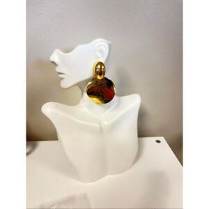 Double Gold Ring Dangle Earrings